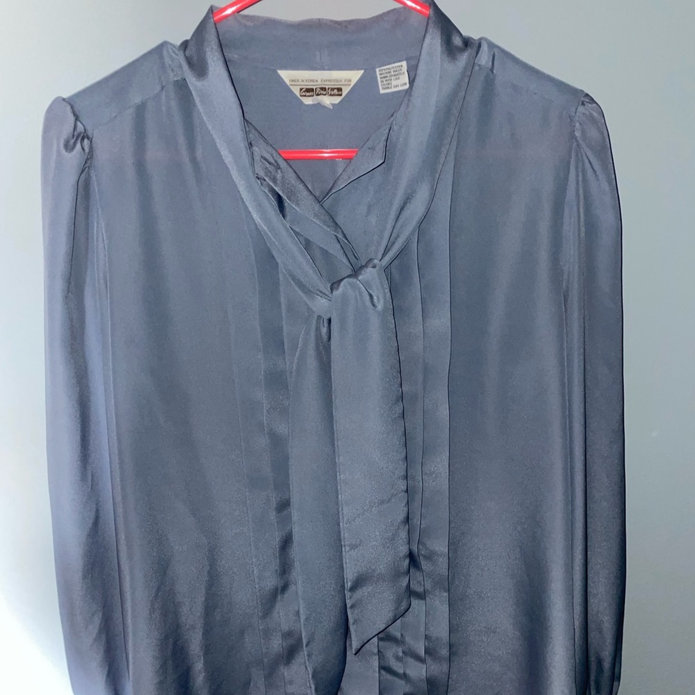Blueish Grey Business Button Down Blouse